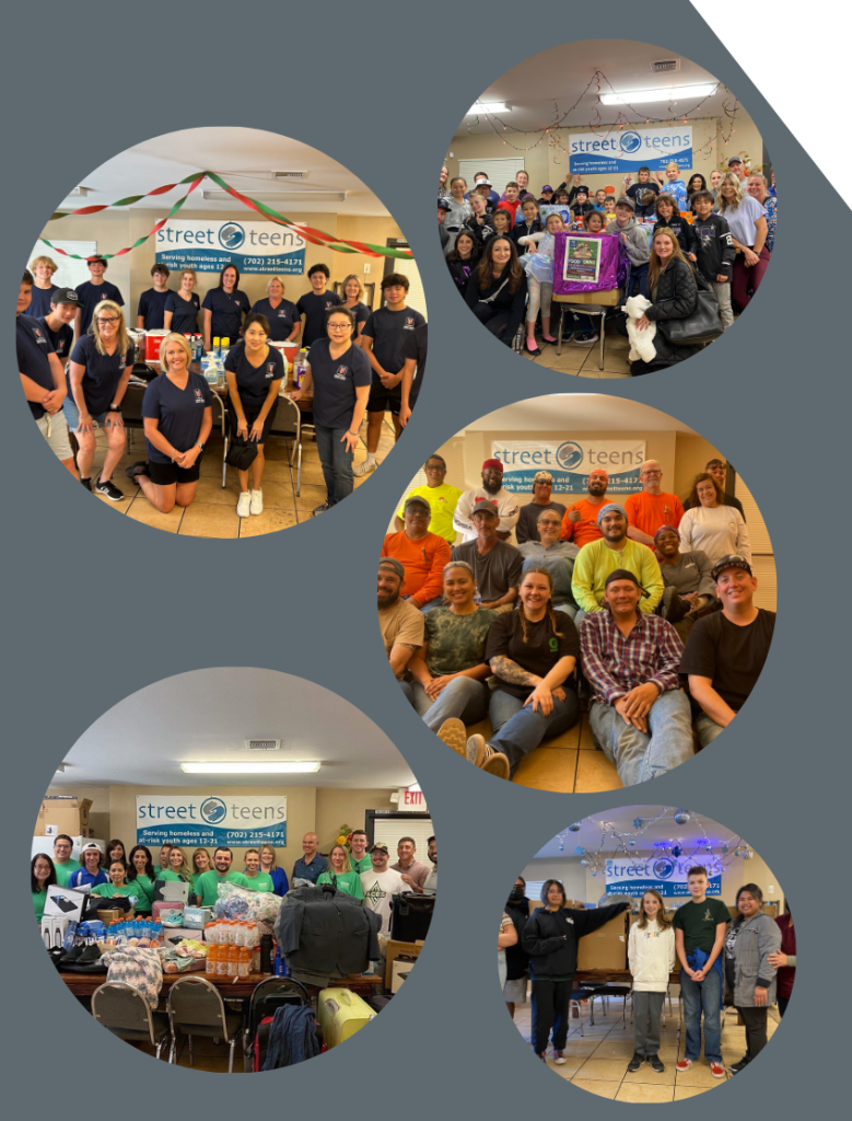 Collage of different Street Teens volunteer groups.